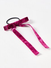 Oliver Bonas Purple Stefanie Velvet Bow Hair Band - Image 1 of 3