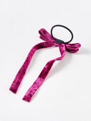 Oliver Bonas Purple Stefanie Velvet Bow Hair Band - Image 2 of 3