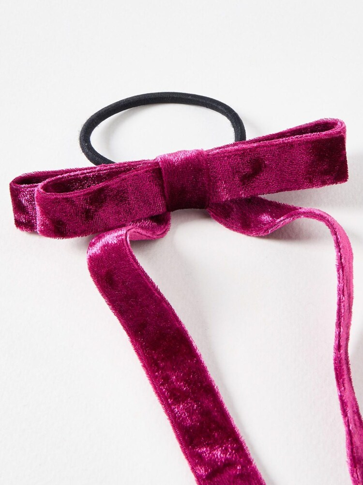 Oliver Bonas Purple Stefanie Velvet Bow Hair Band - Image 3 of 3