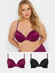 Yours Curve Red Shiny T-Shirt Bras 2 Pack - Image 5 of 9