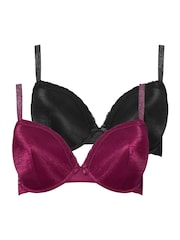 Yours Curve Red Shiny T-Shirt Bras 2 Pack - Image 6 of 9