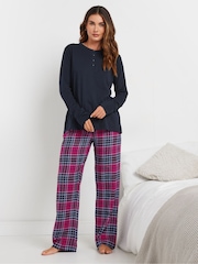 بلوزة بيجامة كُم طويل من القطن 100% مزودة بفتحة أزرار من Long Tall Sally - صورة 2 من 5