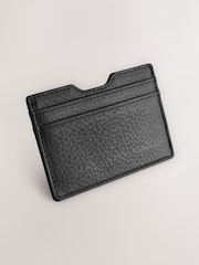 Black Leather Grainy Card Holder - Image 1 of 4