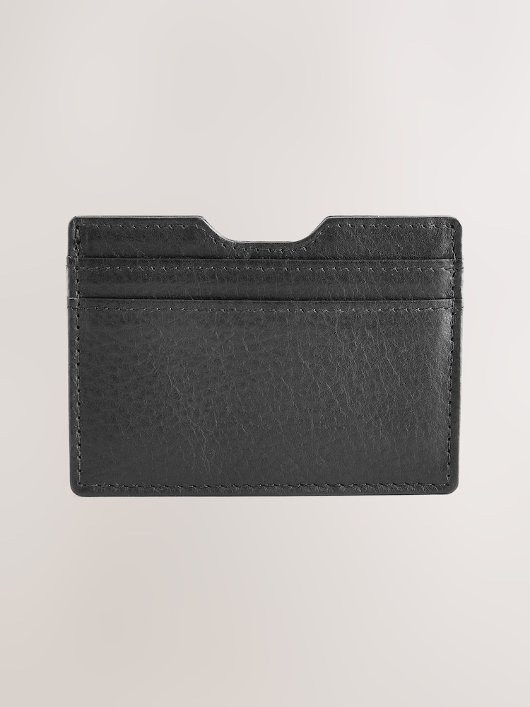 Black Leather Grainy Card Holder - Image 2 of 4