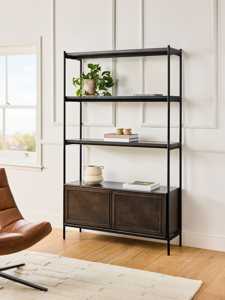 Jasper Conran London Dark Oak Aden Shelving Unit - Image 1 of 6 Jasper Conran London Dark Oak Aden Shelving Unit - Image 1 of 6