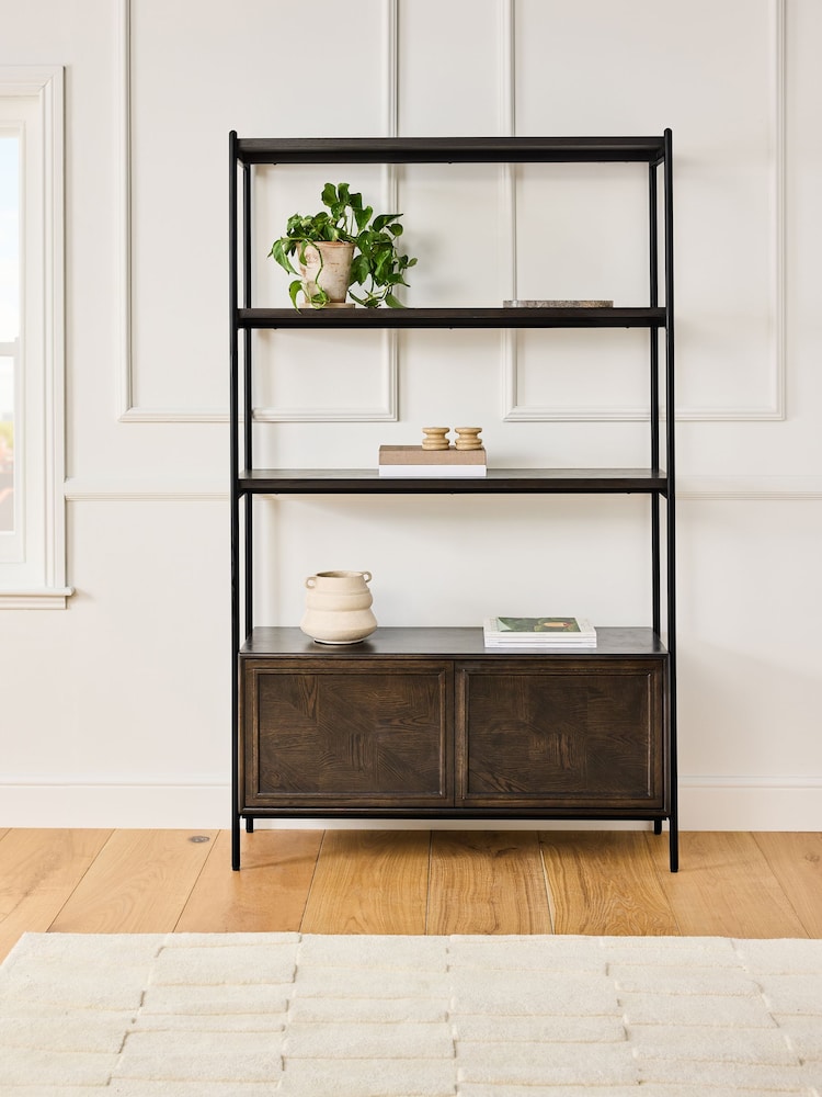Jasper Conran London Dark Oak Aden Shelving Unit - Image 2 of 6 Jasper Conran London Dark Oak Aden Shelving Unit - Image 2 of 6