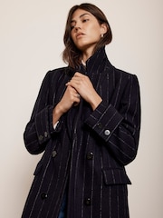 Mint Velvet Blue Pinstripe Coat - Image 2 of 4