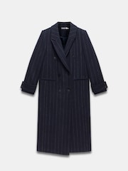 Mint Velvet Blue Pinstripe Coat - Image 3 of 4