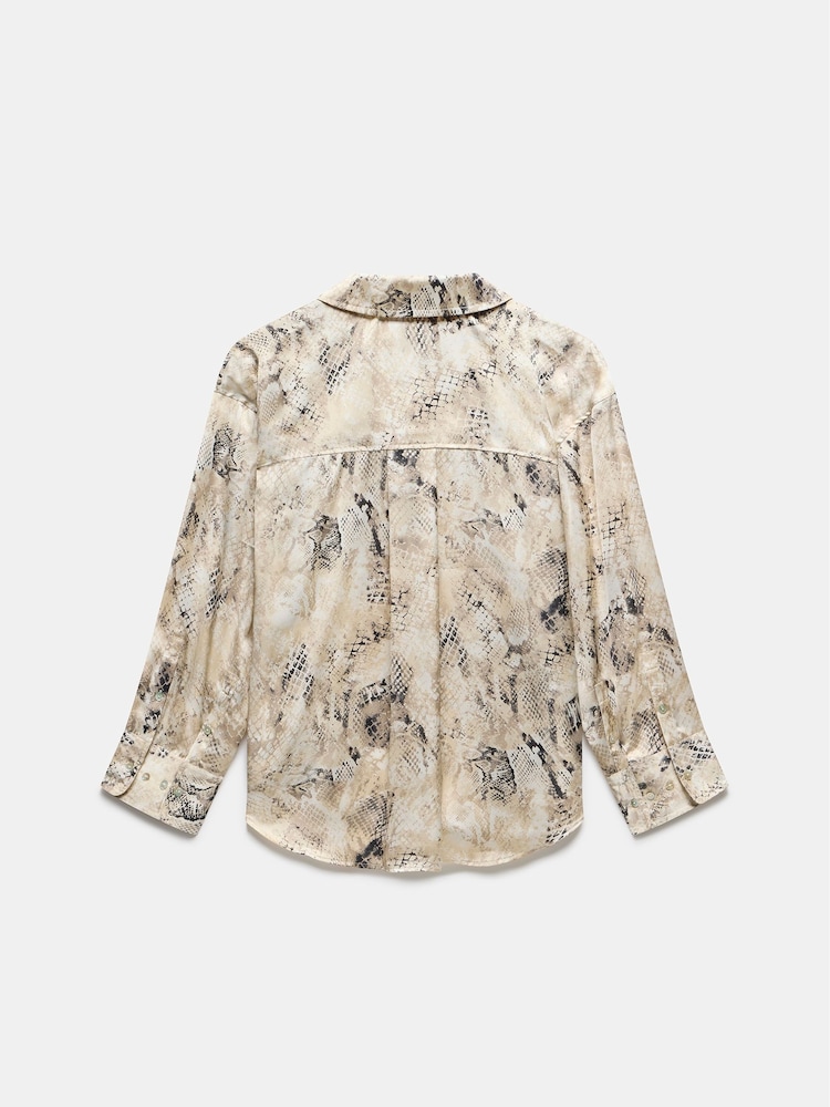 Mint Velvet Cream Snake Effect Print Satin Shirt - Image 4 of 4 Mint Velvet Cream Snake Effect Print Satin Shirt - Image 4 of 4