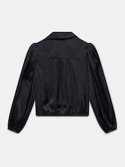 Mint Velvet Grey Satin Puff Sleeve Shirt - Image 4 of 4