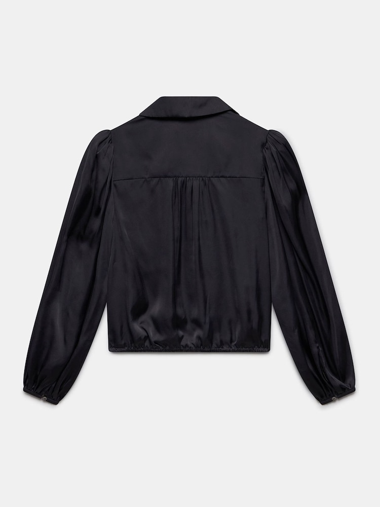 Mint Velvet Grey Satin Puff Sleeve Shirt - Image 4 of 4 Mint Velvet Grey Satin Puff Sleeve Shirt - Image 4 of 4