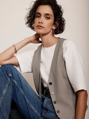 Mint Velvet Cream Check Waistcoat - Image 1 of 4