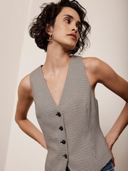 Mint Velvet Cream Check Waistcoat - Image 2 of 4