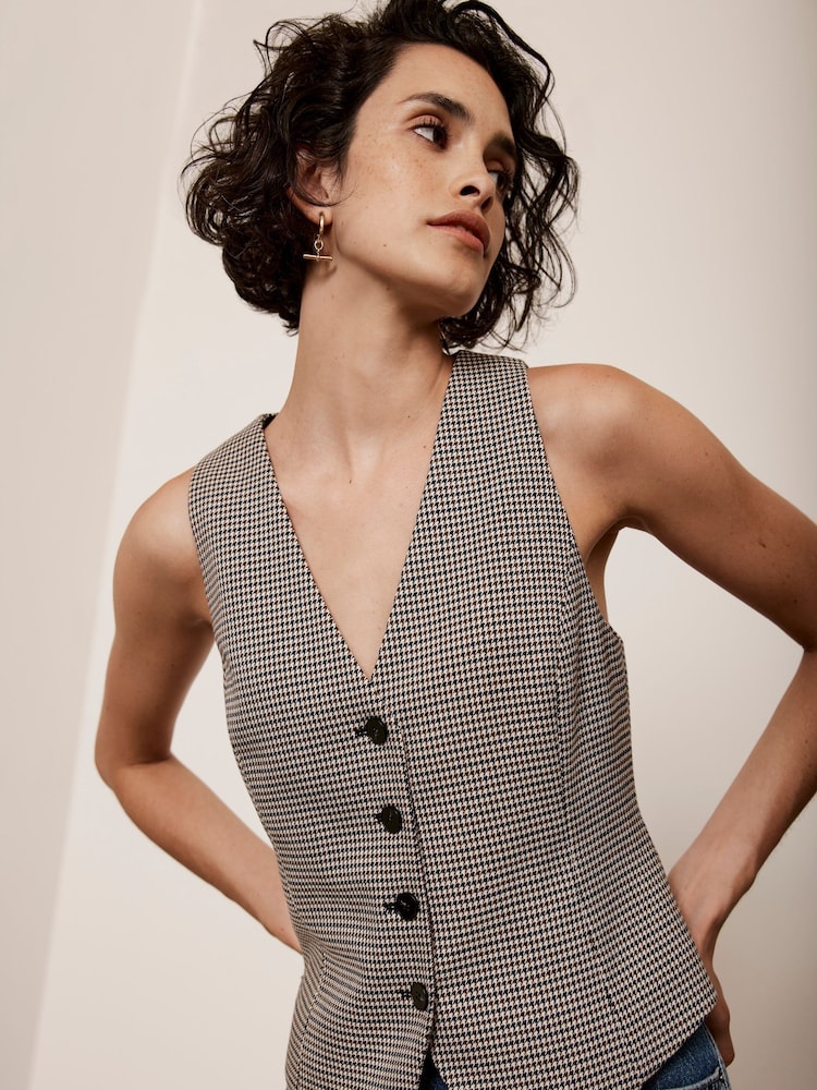 Mint Velvet Cream Check Waistcoat - Image 2 of 4