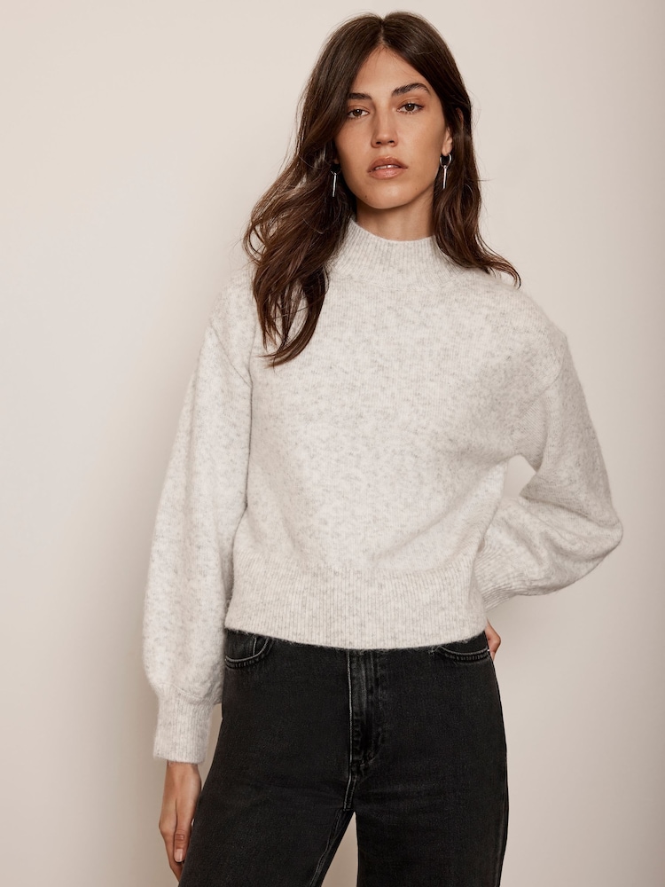Mint Velvet Grey High Neck Jumper - Image 1 of 4