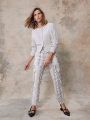 Mint Velvet Cream Snake Effect Print Cargo Straight Jeans - Image 2 of 4