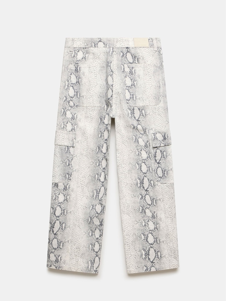 Mint Velvet Cream Snake Effect Print Cargo Straight Jeans - Image 4 of 4 Mint Velvet Cream Snake Effect Print Cargo Straight Jeans - Image 4 of 4