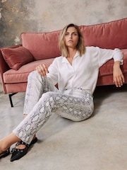 Mint Velvet Cream Snake Effect Print Slim Jeans - Image 1 of 4