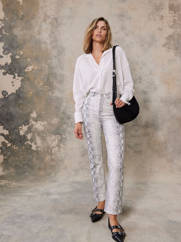 Mint Velvet Cream Snake Effect Print Slim Jeans - Image 2 of 4