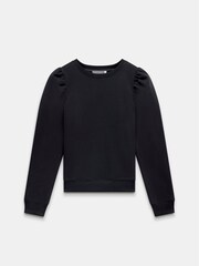 Mint Velvet Black Black Puff Sleeve Sweatshirt - Image 3 of 4