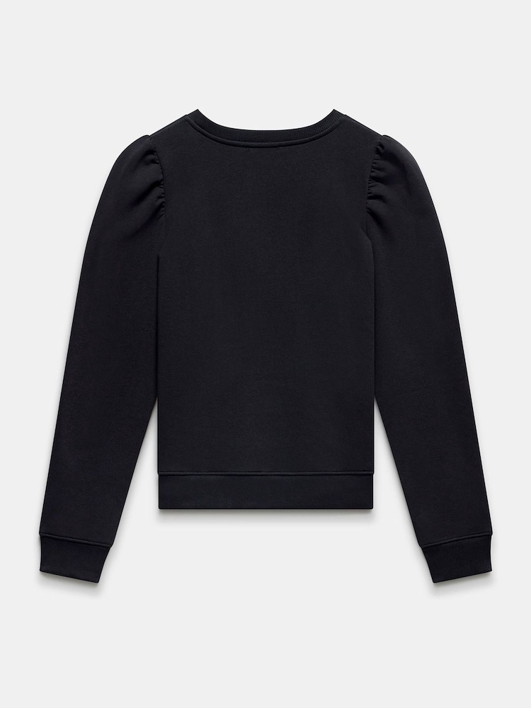 Mint Velvet Black Black Puff Sleeve Sweatshirt - Image 4 of 4