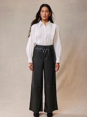 Mint Velvet Black Faux Leather Wide Leg Trousers - Image 2 of 4