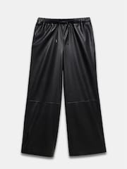 Mint Velvet Black Faux Leather Wide Leg Trousers - Image 3 of 4
