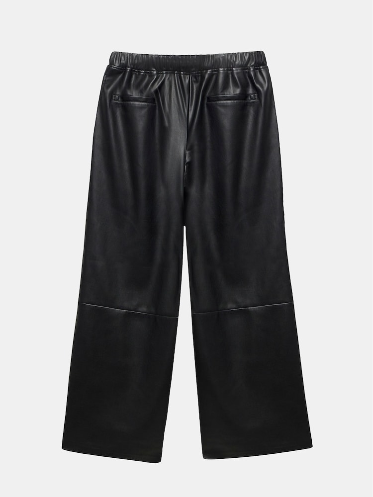 Mint Velvet Black Faux Leather Wide Leg Trousers - Image 4 of 4