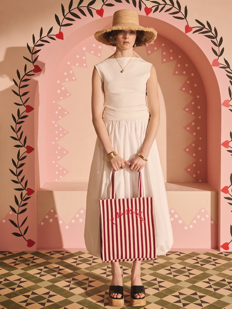 Cath Kidston Cherry Stripe Large Book Bag - Image 1 of 4 Cath Kidston Cherry Stripe Large Book Bag - Image 1 of 4
