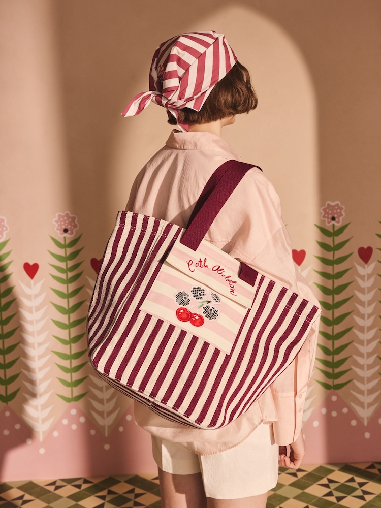 Cath Kidston Cherry Stripe Large Market Tote Bag - Image 1 of 11