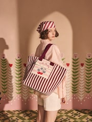 Cath Kidston Cherry Stripe Large Market Tote Bag - Image 2 of 11