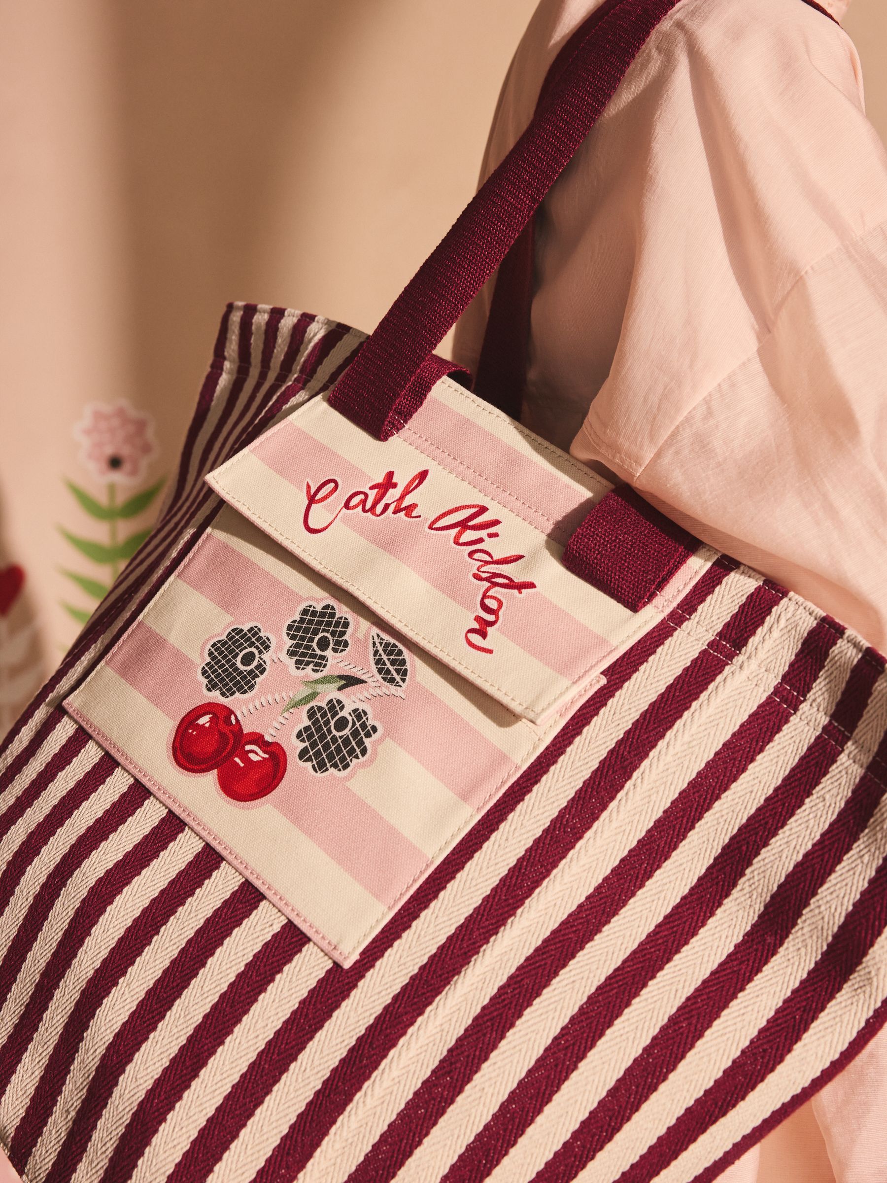 Buy Cath Kidston Cherry Stripe Large Market Tote Bag from Next USA