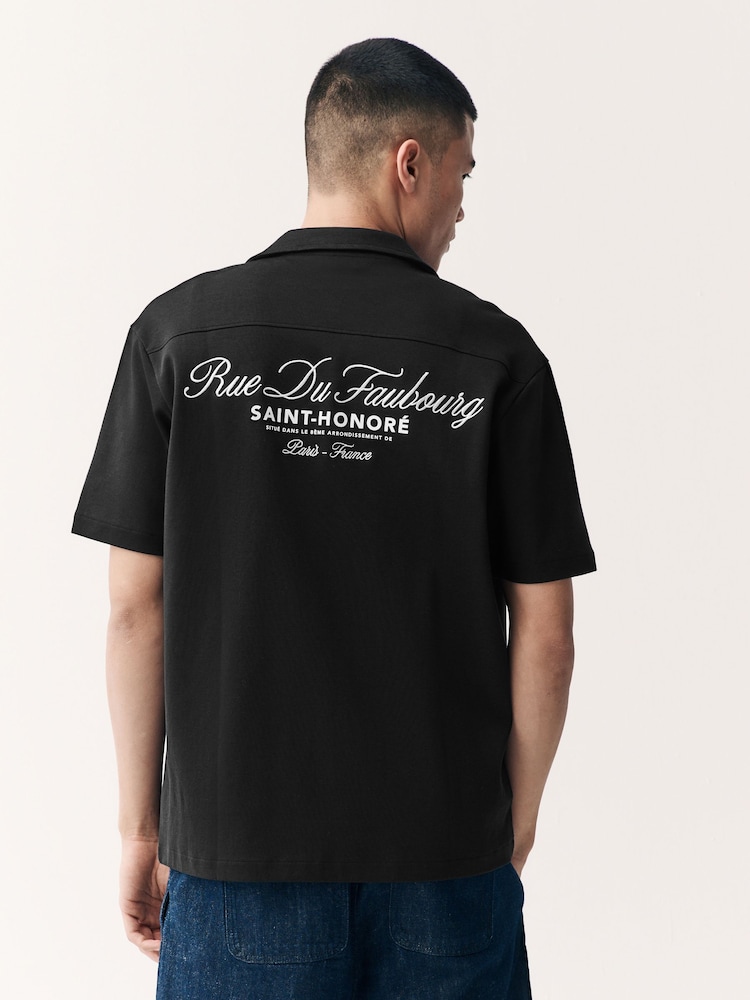 Black Text Graphic Jersey Shirt - Image 1 of 9