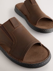 Brown Leather Slip On Mule Sandals - Image 3 of 4