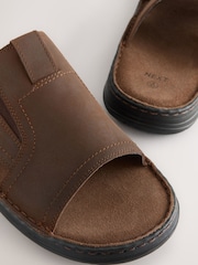 Brown Leather Slip On Mule Sandals - Image 4 of 4