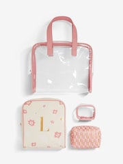 Set of 4 Pink Alphabet Makeup Bags - Image 1 of 4
