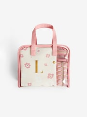 Set of 4 Pink Alphabet Makeup Bags - Image 2 of 4
