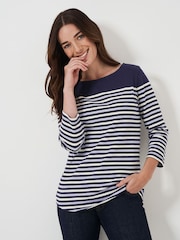 Crew Clothing Blue White Ultimate Breton Long Sleeve Striped 100% Cotton Top - Image 1 of 5