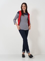 Crew Clothing Blue White Ultimate Breton Long Sleeve Striped 100% Cotton Top - Image 3 of 5