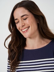 Crew Clothing Blue White Ultimate Breton Long Sleeve Striped 100% Cotton Top - Image 4 of 5