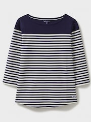 Crew Clothing Blue White Ultimate Breton Long Sleeve Striped 100% Cotton Top - Image 5 of 5