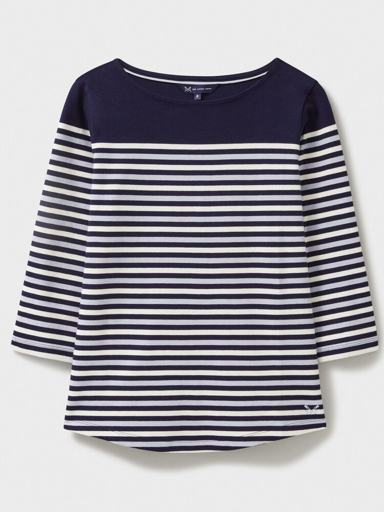 Crew Clothing Blue White Ultimate Breton Long Sleeve Striped 100% Cotton Top - Image 5 of 5