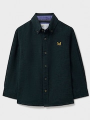 Crew Clothing Green Long Sleeve Lapse Plain 100% Cotton Flannel Shirt - Image 1 of 3