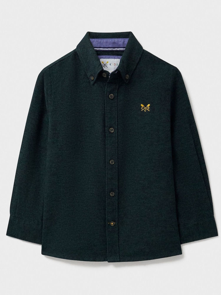 Crew Clothing Green Long Sleeve Lapse Plain 100% Cotton Flannel Shirt - Image 1 of 3