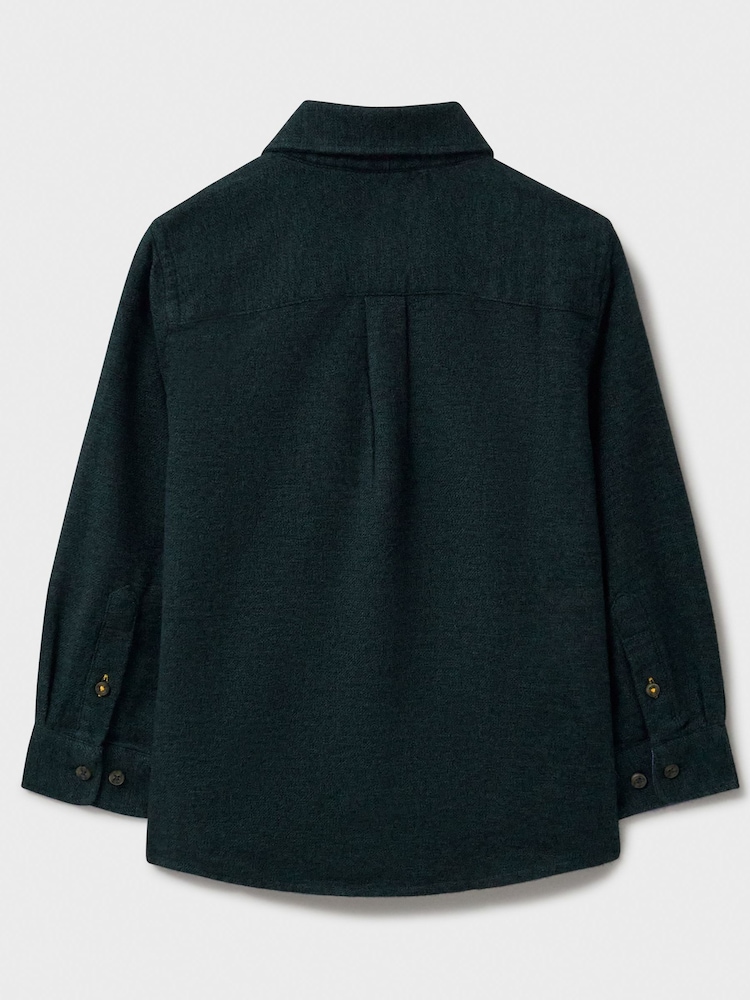 Crew Clothing Green Long Sleeve Lapse Plain 100% Cotton Flannel Shirt - Image 2 of 3