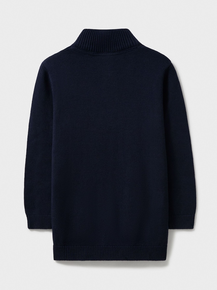 Crew Clothing Company Blue Fairisle Pattern Half Zip Jumper - Image 2 of 3