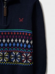 Crew Clothing Company Blue Fairisle Pattern Half Zip Jumper - Image 3 of 3