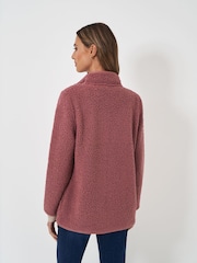 وردي - لون طبيعي ـ سترة صوف فرو صناعي بسحّاب كامل من Crew Clothing Company - صورة 2 من 5