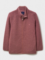 وردي - لون طبيعي ـ سترة صوف فرو صناعي بسحّاب كامل من Crew Clothing Company - صورة 5 من 5