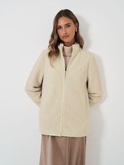 لون طبيعي - لون طبيعي ـ سترة صوف فرو صناعي بسحّاب كامل من Crew Clothing Company - صورة 1 من 5
